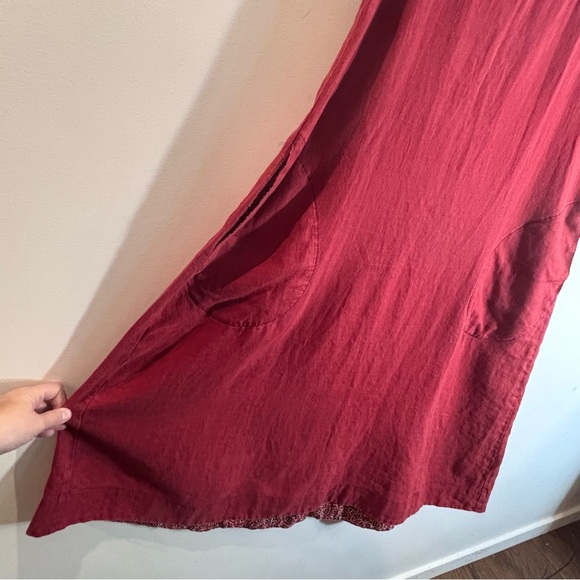 MAIWA Sz M Square Neck Contrasting Red Sleeveless Dress A-Line Buttons Back - Picture 11 of 12